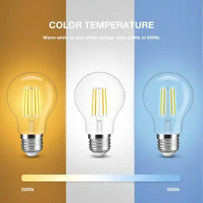 Gledopto Filament Led PRO, E27, 7W, CCT, Clear (A60), Zigbee