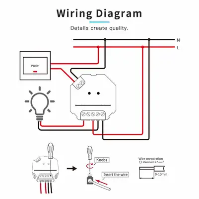 Gledopto Inbyggnadsrelä med dimmerfunktion, Zigbee