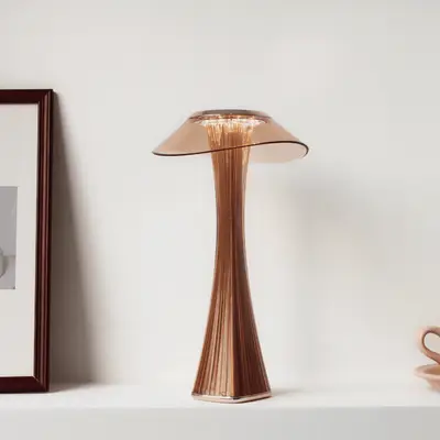 Slimmad portabel bordslampa - Rosa guld