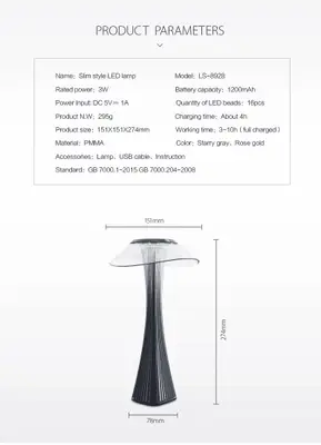 Slimmad portabel bordslampa - Svart
