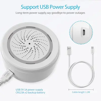 NEO Siren med temperatur & fuktmätare, WiFi