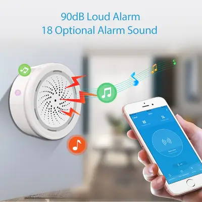 NEO Siren med temperatur & fuktmätare, WiFi