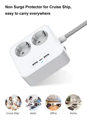 2-Vägs Grenuttag med 2 st USB + 1st USB-C