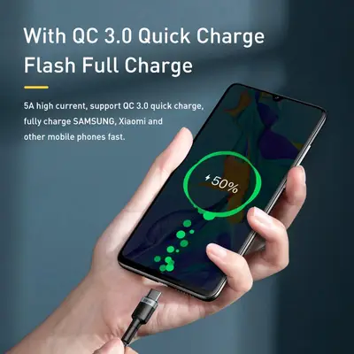 Baseus Cafule PD2.0 USB-C till USB-C, 100w, 20v, 5a, 2m - Grå/Svart