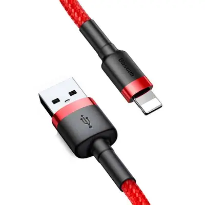 Baseus Cafule USB-A till Lightning Kabel, 2.4A, 1m - Röd/röd