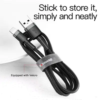 Baseus Cafule USB-A till Lightning Kabel, 2.4A, 1m - Svart/Grå