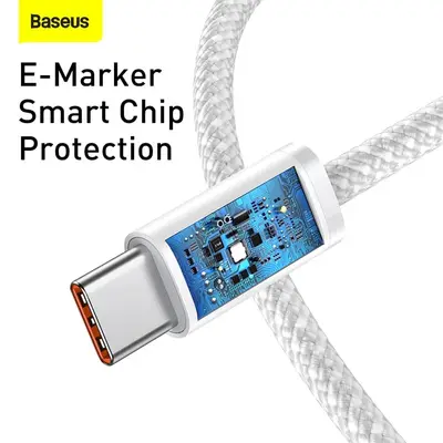 Baseus Dynamic Snabbladdare USB-C till USB-C Kabel, 100w, 1m - Vit