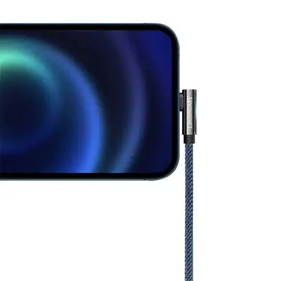Baseus Legend Vinklad Snabbladdare USB-A till Lightning, 2.4A, 2m - Blå