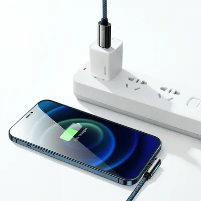 Baseus Legend Vinklad Snabbladdare USB-C till Lightning, 20w, 2m - Blå