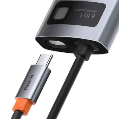 Baseus Metal Gleam 6-i-1 USB-C Hubb till dator