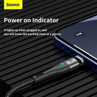 Baseus Zinc Magnetisk Snabbladdare USB-C till Lightning Kabel 20W, 1m - Svart