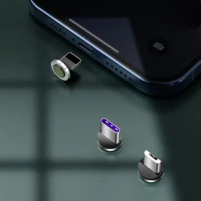 Baseus Zinc Magnetisk 3-i-1 Kabel, 5A, 1m Lightning, Micro, USB-C - Svart/Grå