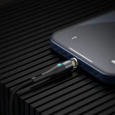 Baseus Zinc Magnetisk 3-i-1 Kabel, 5A, 1m Lightning, Micro, USB-C - Svart/Grå