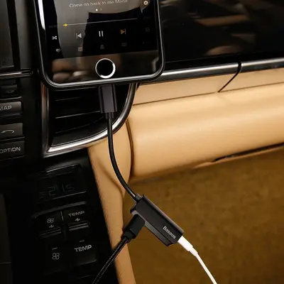 Baseus Lightning Adapter, Aux 3.5 mm - Svart