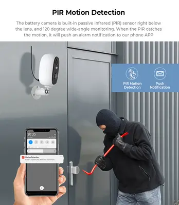 VeeZoom Övervakningskamera med Solcell, Wifi, 3 MP Utomhus