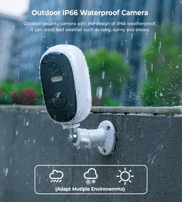 VeeZoom Övervakningskamera med Solcell, Wifi, 3 MP Utomhus