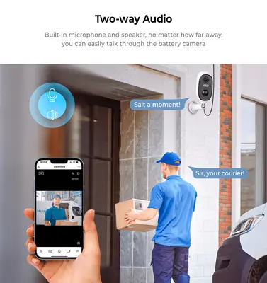 VeeZoom Övervakningskamera med Solcell, Wifi, 3 MP Utomhus