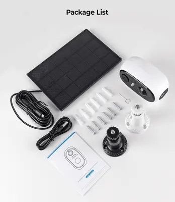 VeeZoom Övervakningskamera med Solcell, Wifi, 3 MP Utomhus