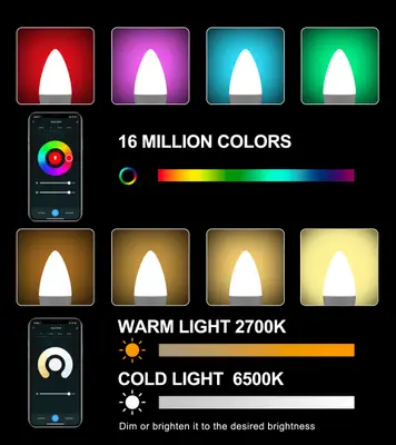 Smart Lampa, 5 W, RGB+CCT,  E14, Wifi