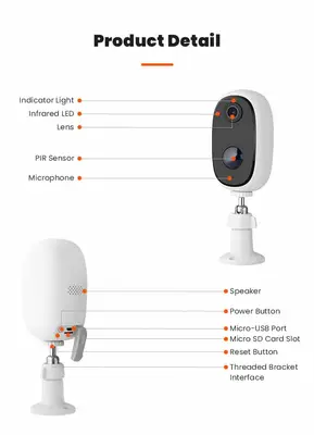 Övervakningskamera med Wifi, Solcell,  Utomhus