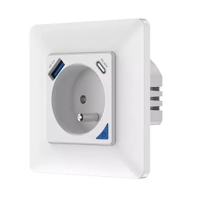 Infällt vägguttag med USB-C och USB-A, WiFi, 16A, RSH