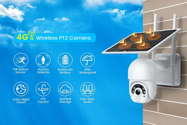 VeeZoom Trådlös PTZ-kamera med 4g och solcell