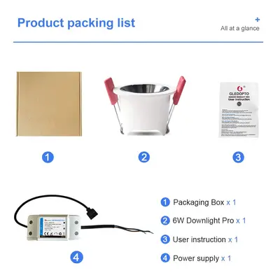 Gledopto Downlight medföljer i paket