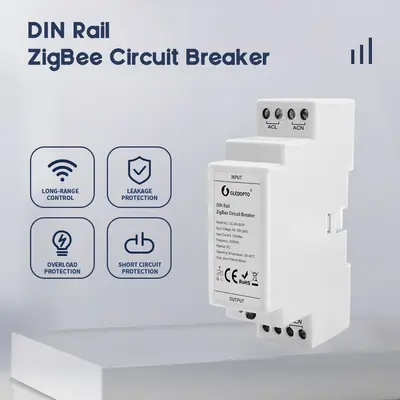 Gledopto DIN-rail 12A Circuit Breaker With Power Meter, Zigbee