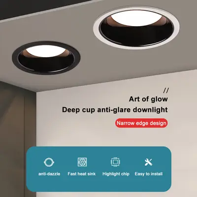 Gledopto Led Downlight Pro Black 12 W Anti Glare Downlight