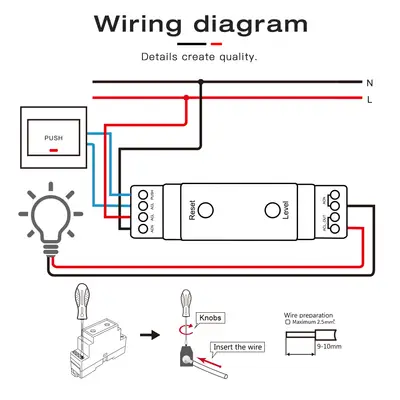 Gledopto DIN-rail AC Dimmer Kopplingschema