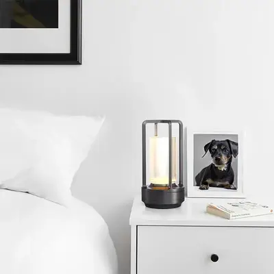 Bordslampa lantern design led black