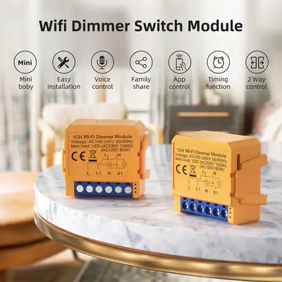 Inbyggnadsrelä med dimmerfunktion WiFi