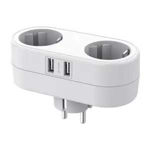 2-Vägs Förgreningskontakt med 2 st USB
