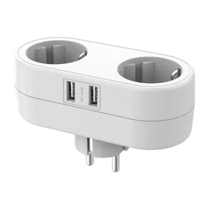 2-Vägs Förgreningskontakt med 2 st USB