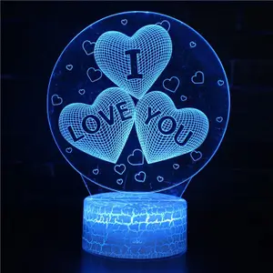 3D Led lampa - I Love You