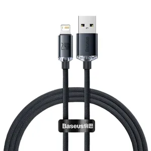 Baseus Crystal Shine Snabbladdare USB-A till Lightning, 2.4, 1.2m - Svart