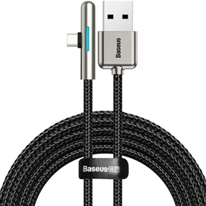 Baseus LED Vinklad USB-C Kabel, 40w, 2m - Svart