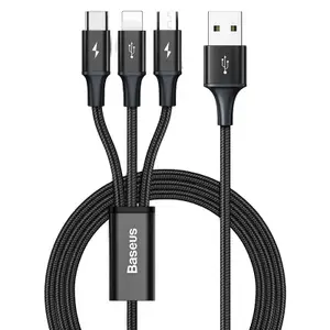 Baseus Rapid 3-i-1 Kabel, 3.5A, 1.2m Lightning, Micro, USB-C - Svart
