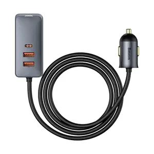 Baseus Share Together 3 USB + 1 USB-C Billaddare, 3A, 1.5m - Grå