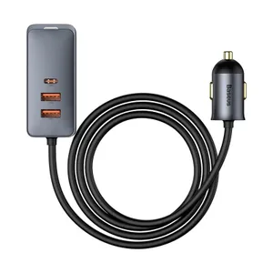 Baseus Share Together 3 USB + 1 USB-C Billaddare, 3A, 1.5m - Grå