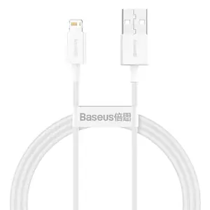 Baseus Superior Snabbladdare USB-A till Lightning Kabel, 2.4A, 1m - Vit