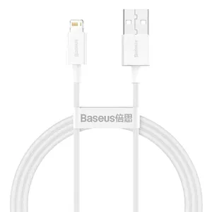 Baseus Superior Snabbladdare USB-A till Lightning Kabel, 2.4A, 1m - Vit