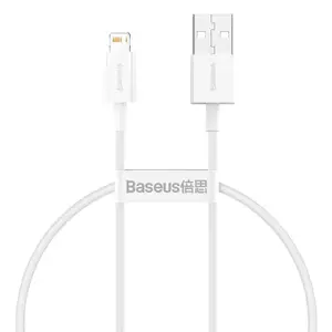 Baseus Superior Snabbladdare USB-A till Lightning Kabel, 2.4A, 2m - Vit