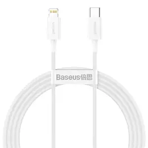 Baseus Superior Snabbladdare USB-C till Lightning Kabel 20W, 2m - Vit