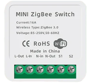 Inbyggnadsrelä, 16A, 2 Kanaler, Zigbee