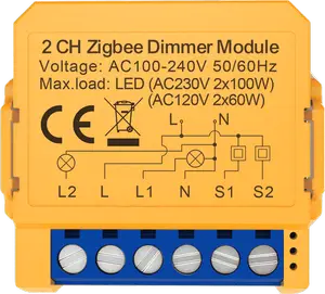 Inbyggnadsrelä med dimmerfunktion, 2 kanal, ZigBee