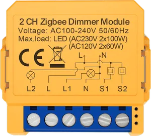 Inbyggnadsrelä med dimmerfunktion, 2 kanal, ZigBee