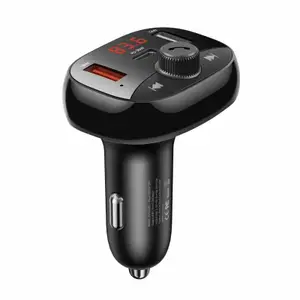 Usams USB Billaddare med FM-Sändare, 2x USB-A + USB-C, 50W - Svart