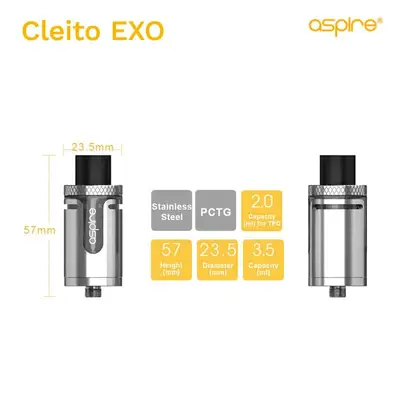 Aspire Cleito EXO (23,5 mm, 2 ml) - Utgått
