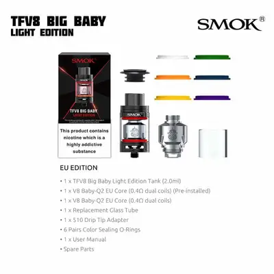 SMOK TFV8 Big Baby Light EU Edition Tank (24,5 mm 2 ml) - Utgått